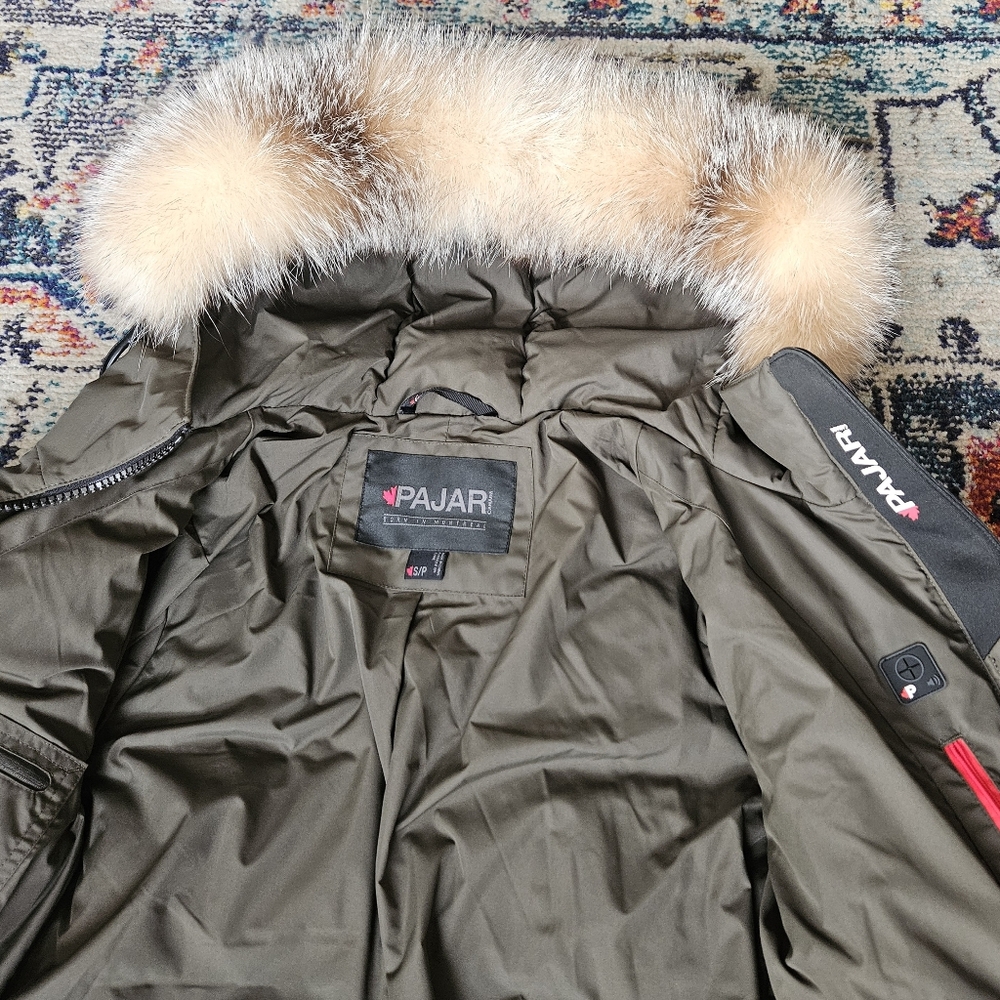 Pajar Canada Jayde Women's Long Down Puffer Faux Fur Hooded Coat Size S Green - Picture 14 of 16